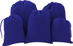 Lack labo 巾着袋 無地 小物専用 シンプル 旅行 子供 大人 アクセサリー ジュエリー 収納 S M サイズ 給食袋 入園準備 小学校 洗濯可能 ベルベット 柔らかい(ブルー)