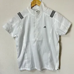 (^w^)b adidas アディダス ハーフジップ 半袖 ピステ ウインドブレーカー プルオーバー トップス ポリエステル100% シンプル ゴルフウェア スポーツ トレーニング ホワイト 白 レディース サイズM