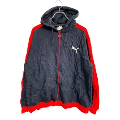 PUMA ロゴ スウェット パーカー Mサイズ プーマ ジップアップ ブラック レッド メキシコ製 古着卸 アメリカ仕入 t2411-3680