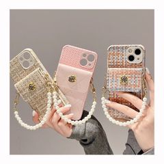iphone16 ケース 16Pro 携帯ケース 手帳型  真珠 iPhone用ケース iphone15 ケース アイフォン スマホケース スマホ ショルダー カード収納 レディース バッグ お財布 薄型 カード入れ付き 肩紐付き 編んだ模様