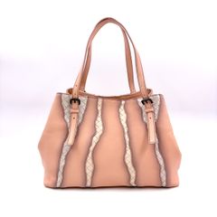 BOTTEGA VENETA イントレチャート レザー ライトピンク トートバッグ ブラック