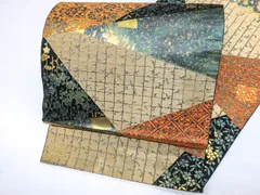 【一輝堂】【着物】袋帯　服部織物　こはく錦　手工芸　六通柄　古典文　25b03-529