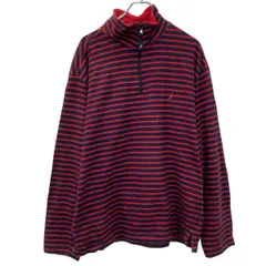 NAUTICA ロゴスウェット トレーナー L ネイビー レッド ノーティカ ハーフジップ ストライプ 刺繍ロゴ ワンポイント 冬物 a709-6787