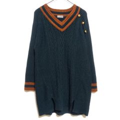 axes femme 長袖ニット セーター 膝丈ワンピース 可愛い M 緑 茶色