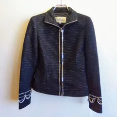 美品⭐️ ビアッジョブルー Viaggio Blu ブルゾン ジャケット キラキラ スパンコール ビーズ 刺繍 パール ジップアップ 豪華 高級感 キュプラ100％ 裏地 総柄 カジュアル 派手 ビッキー 上品 高級のサムネイル