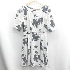 ◇ ⊇ L'EST ROSE レストローズ 花柄 半袖 膝丈 ワンピース サイズM グレー レディース E  【1410100013500】