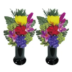 【新品※ショップ出品】NEW 色華やか プリザーブド 仏花 2個セット 仏壇用 プリザーブドフラワー アーティフィシャルフラワー 花器付き 日本製