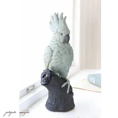 オブジェ　置物　 グレイッシュパロット オウム 鳥 小鳥 雑貨 インコ ヨウム タイハクオウム オカメインコ ドミナントシルバー　パタパタ民族