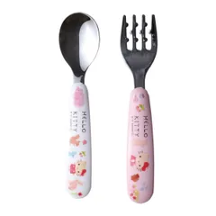 スプーン＆フォーク ハローキティ フォレストフレンズ ステンレス （ 食洗機対応 スプーン フォーク 子ども用 カトラリー すくいやすい 食べやすい 太め 握りやすい 凹凸形状 キャラクター キティちゃん ）