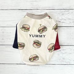 《胴回り40》yummy！バーガーのロンT犬服 ハンドメイド
