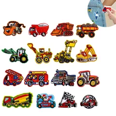 新品 アイロン ワッペン男の子 車【2025新型 アイロン接着＆シール接着】アップリケ ワッペンセット 車やその他の交通手段デザイン 衣服 バスローブ 手袋 男の子 女の子 保育園 幼稚園 パッチ 補修 複数のスタイルから選択可能 ((アイロン接着タイプD 1