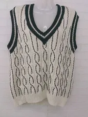 ◇ ZARA ザラ ビーズ 大人女子 ケーブル ニット ベスト サイズEUR S USA S MEX 26 オフホワイト ブラック レディース P 1307250020918