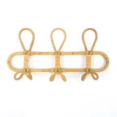 ☆ 3連 ☆ ユグラ ウォールハンガー 3連 ウォールハンガー 3連 creer クレエ ユグラ 壁掛け フック おしゃれ アンティーク風 帽子掛け 壁 玄関 リビング かわいい 木製 ウッド 籐製 ラタン ナチュラル アジアン雑貨 インテリア 雑貨