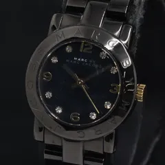 稼動 QZ マークバイマークジェイコブス 石付 MBM8593 黒文字盤 レディース腕時計 KRK 2000000 NSK