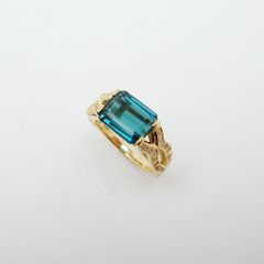 インディゴライト トルマリン ダイヤモンド リング 3.129ct 0.184ct 11.5号 K18YG 鑑別書 付き 新品仕上げ Sランクのサムネイル