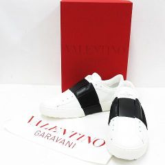 未使用同様 美品 VALENTINO GARAVANI ヴァレンティノ ガラヴァーニ MF ロックスタッズ スリッポン スニーカー ホワイト ブラック メンズ 39 S1A41W9 箱 保管袋付き MF00081-0613⑤