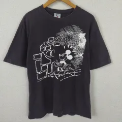 Disney ディズニー MICKEY & CO. ミッキーマウス キャラクターTシャツ ブラック メンズ 古着 ヴィンテージ アメカジ