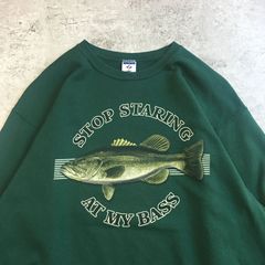 00s JERZEES STOP STARING AT MY BASS Printed Sweatshirt #3 ジャージーズ STOP STARING AT MY BASS ブラックバス スウェット #3
