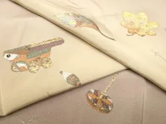 平和屋着物■訪問着　刺繍　吹き寄せ文　玩具　暈し染め　金銀彩　正絹　逸品　AAAQ7424ma