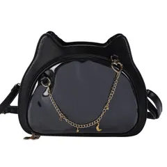 [ハルジオ] 痛バッグ ショルダー ねこ 痛バ 小さめ ミニ ショルダーバッグ 痛バック 推し活バッグ レザー調 黒 白 ブラック ホワイト 猫 ネコ 猫型 いたばっく いたば ぬいぐるみ いたバック 推し活 推し バッグ かわいい おしゃれ 人気