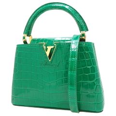 LOUIS VUITTON(ルイ・ヴィトン) カプシーヌ ミニ MINI ハンドバッグ 2WAY ショルダーバッグ クロコダイル・ブリリアント グリーン緑 ゴールド金具 N92831 レディース 40601106208【中古】【アラモード】