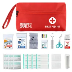 Kozy More 救急セット 防水 携帯用 ファーストエイド キット 15種類 防災士推奨 アウトドア 登山 車 防災グッズ 非常時用 応急手当付… (Red)