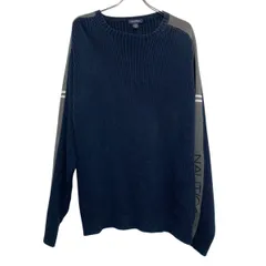 NAUTICA コットンニット セーター ノーティカ XXL ブラック プルオーバー 袖ロゴ クルーネック 古着卸 アメリカ仕入 a611-7856のサムネイル