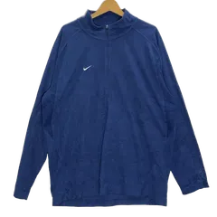 00's NIKE/00年代 ナイキ FIT THERMA ハーフジップ フリースジャケット プルオーバー ライトアウター ロンT ワンポイント刺繡 オーバーサイズ ビッグシルエット インドネシア製 メンズ XL ブルー