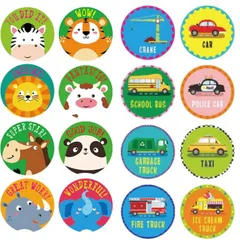 【在庫セール】英語 1000枚 ごほうびシール ご褒美シール 良くできました シール 2.5cm 動物 キャラクター (C)