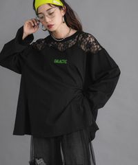 夢展望公式 [新品未使用] レースドッキングオーバーロンＴ [ブラック] 他カラー別ページ有 bohmal カットソートップス カットソートップス・Ｔシャツ（長袖） 535800-02