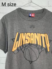 M ／US古着／Ｔシャツ／NBA／ニューヨーク・ニックス／ジェレミー・リン／LINSANITY／マジェスティック