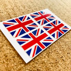 4枚セット■イギリス国旗ステッカー(シール) ミニサイズ：2x3cm■耐水仕様