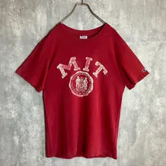 80s トリコタグ Champion M.I.T カレッジロゴ 半袖 Tシャツ  赤 Mサイズ ★お値段交渉を受け付けます。