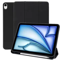 【在庫処分】iPad Air 11インチ 用 ケース factory 2024 M2 Air 第5世代 第4世代 カバー ペン収納 耐衝撃 ソフトTPU MS アイパッドエアー 第6世代 Apple Pencil Pro 対応 ブラック 黒 IPDA4-S-H