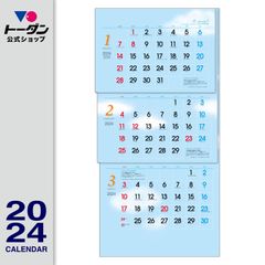 2024年 空いろ３ヶ月eco（上から順タイプ / ミシン目入り） / 壁掛け実用カレンダー TD-30789