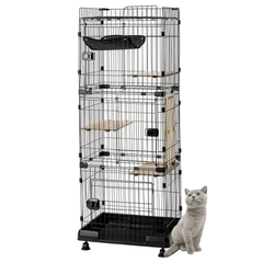 猫用・多頭飼い ブラック キャスター・つめとぎシート付・簡単組み立て 高さ169×幅69×奥行54.5cm ルーフキャットケージ OHYAMA) アイリスオーヤマ(IRIS