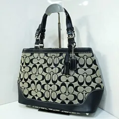コーチ COACH シグネチャー ハンドバッグ トートバッグ 6830 グレー ブラック キャンバス レザー 4358124e20250919