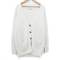 ベイフロー BAYFLOW ニットカーディガン ミドル丈 Vネック ヘリンボーン柄 F 白 ホワイト /FF35