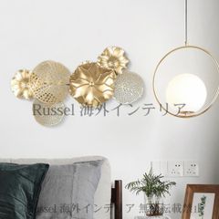 ウォールアート 壁掛けインテリア 蓮の花 ゴールド ウォールデコレーション ヴィンテージ調 アンティーク調 北欧 かわいい おしゃれ 玄関 リビング 寝室 壁 装飾 8-14