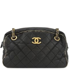 シャネル CHANEL ショルダーバッグ マトラッセ  ツイードショルダー ラムスキン ツイード ブラック ヴィンテージ金具 黒 ココマーク トート  14******【中古】