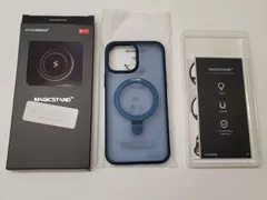 ★CASEKOO iPhone13ProMax 用 ケース 隠しスタンド 横縦両立 米軍MIL規格 耐衝撃 MagSafe対応 スマホケース 薄形半透明 マット仕上げ 指紋防止 ストラップホール付き ワイヤレス充電対応 アイフォン 13pro max（ブルー）