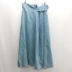 ◇ Θ Re EDIT リエディ ハイウエスト デニム生地 ロング丈 フレア スカート サイズL ライトブルー レディース E  【1501230049986】