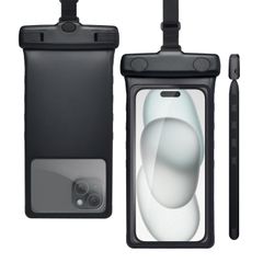 【特価】wellhouse 防水携帯電話ポーチ、iPhone 16 15 14 13 Pro Max XS Samsung、IPX8 3D携帯電話ドライバッグ ビーチエッセンシャル用防水携帯電話ケース - アールブラック