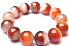 【１点物】大珠◇半々タイプ 赤縞瑪瑙と水晶の共生　18mm　ブレスレット パワーストーン 天然石 _MA5302