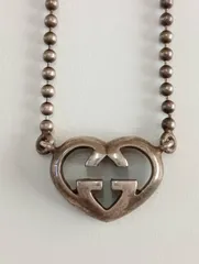 【中古品】 GUCCIグッチ インターロッキングG ハートモチーフ ネックレス シルバー925 アクセサリー ファッション小物 ヴィンテージ 現状品