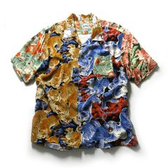 【新品】 HOUSTON ／ ヒューストン　アロハシャツ 日本製 半袖シャツ オープンカラーシャツ 百虎 クレイジーパターン 和柄 ｜ 春夏