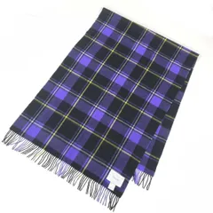 美品 Joshua Ellis ジョシュアエリス  マフラー  パープル 大判 チェック フリンジ カシミヤ100％ レディース　240001129791