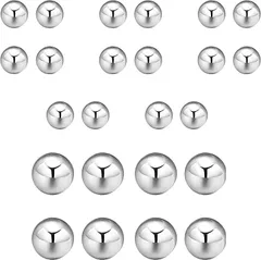 uz alotfactory マグネットピアス 3mm 5mm 12セット24個入り フェイクピアス マグネットイヤリング 磁石 ノンホールピアス イヤーカフ 両耳 レディース メンズ ユニセックス(シルバー,  小)