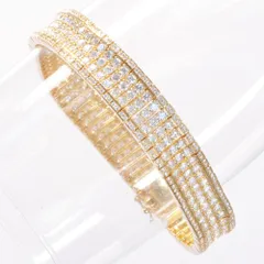 ブレスレット メンズ K18 18K 18金 ダイヤモンド 10カラット イエローゴールド 19cm 太め 刻印入り 鑑別書付き シンプル プレゼント ギフト【アクセサリーマート/メルカリShops店】