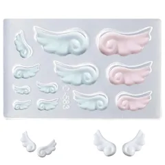 【在庫処分】(G) 再利用可能 装飾 ジェルネイル 工芸品 樹脂 アクセサリー 手作り DIY モールド レジン コンパクト 羽根 翼形 天使 素材 立体 ネイル 羽 シリコンモールド LIANHATAのサムネイル